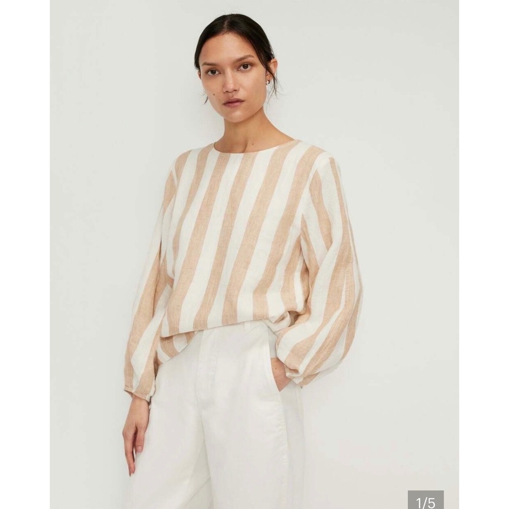 Everlane The Linen Long Sleeve Top striped shirt summer coastal sustainable